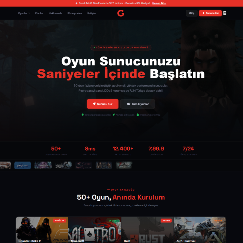 G-Tech Game Hosting HTML Template