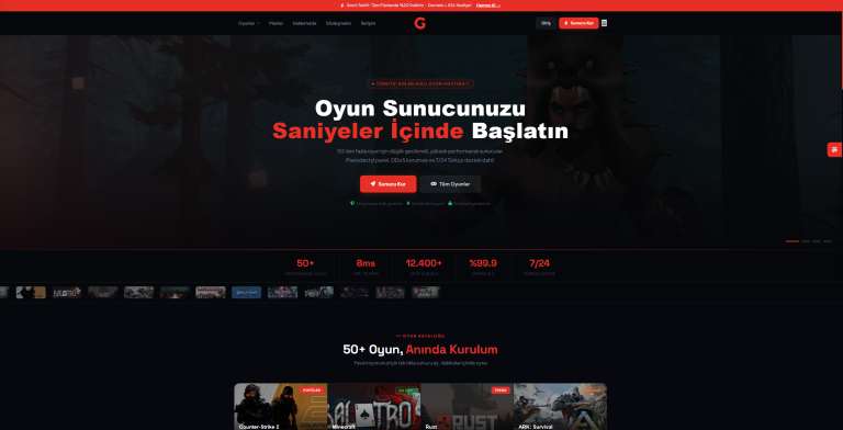 G-Tech Game Hosting HTML Template